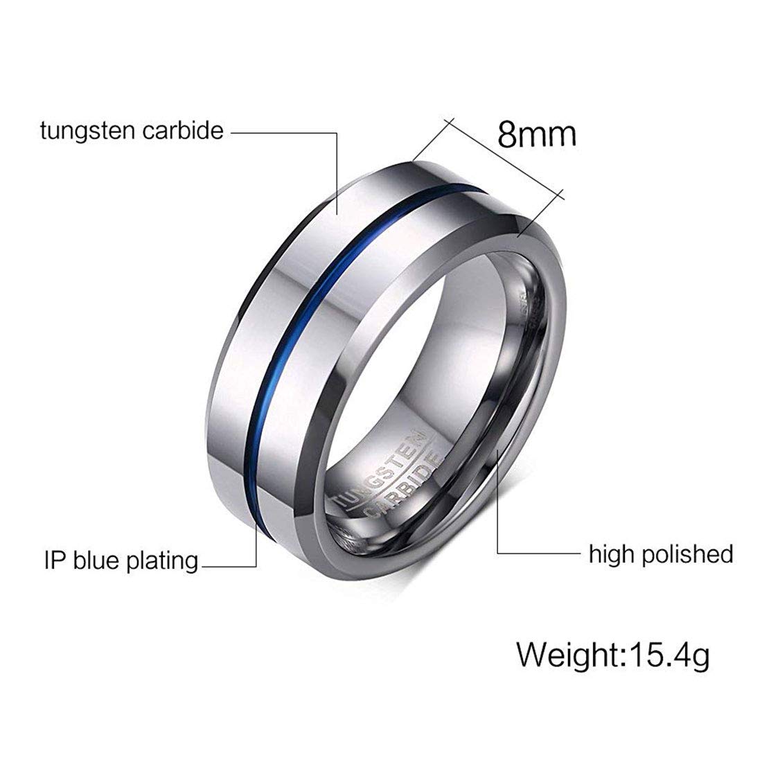 タングステンカーバイドリング メンズ 8mm シルバー ヘアライン×光沢仕上げ 指輪