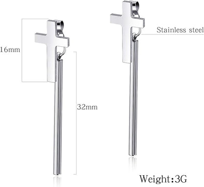 Rockyu ピアス メンズ クロス 十字架 バーモチーフ ステンレス シンプル アレルギー対応