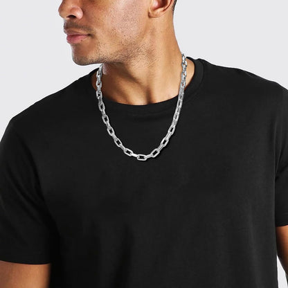 Rockyu ネックレス メンズ ステンレススチール シルバー ロングチェーン 太め ヒップホップ カジュアル アクセサリー