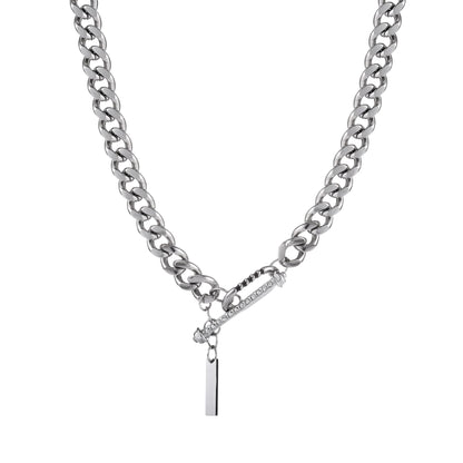 Rockyu ネックレス メンズ シルバー 喜平チェーン マンテル チタン バーペンダント 金属アレルギー対応