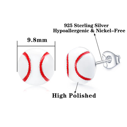 Rockyu ピアス レディース スポーツデザイン 925スターリングシルバー バスケットボール/サッカー/野球/テニス/ラグビー/バレーボール 金属アレルギー対応