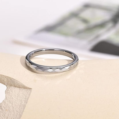 Rockyu リング メンズ 多面カット ゴールド シルバー ピンクゴールド タングステン