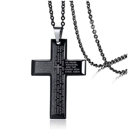 Rockyu クロスネックレス ステンレス メンズ ゴールド ブラック シルバー ペンダント