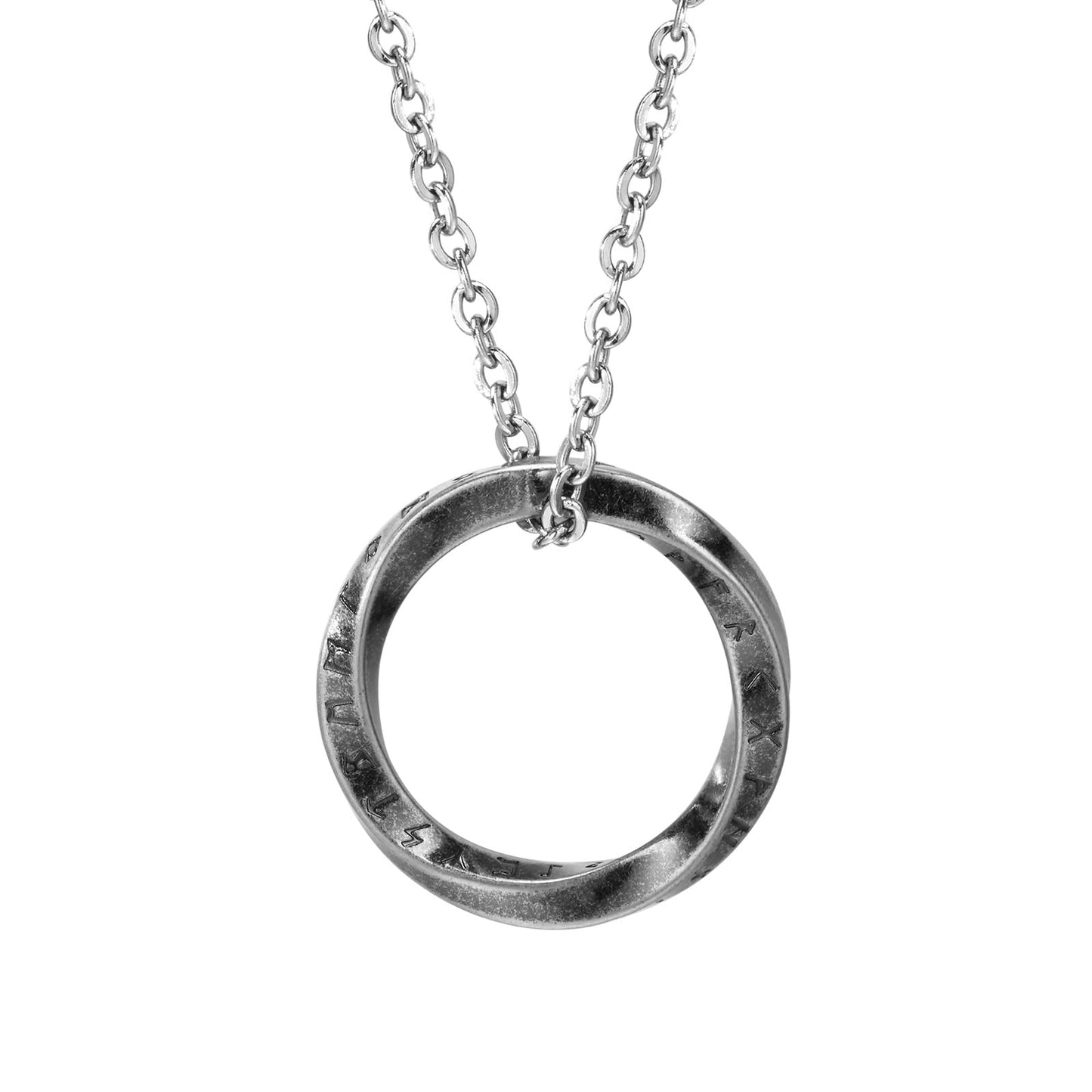 Rockyu メンズ リングネックレス｜ヴァイキング風メビウスデザイン｜ステンレス製 チェーン60cm 金属アレルギー対応 4色展開