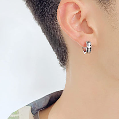 Rockyu クロスデザインステンレスフープピアス メンズ レディース