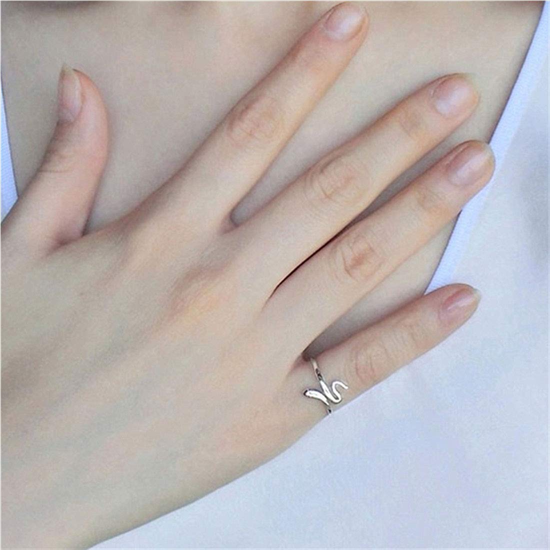 Rockyu スネークリング レディース フリーサイズ 指輪 シンプル蛇モチーフ