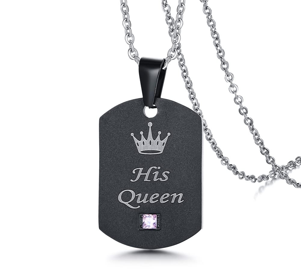 Rockyu チタンプレートペアネックレス ブルージルコニア付 金属アレルギー対応 カップルお揃い記念日ギフト