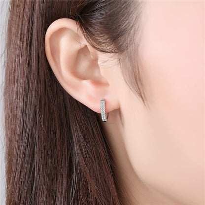 Rockyu ピアス レディース フープ シルバー925 ジルコニア 二連ダイヤ風 リングピアス アレルギー対応