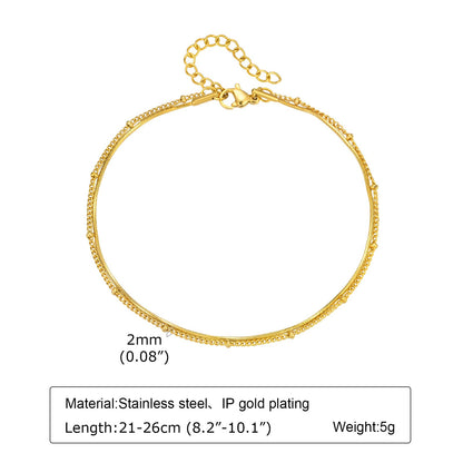 アンクレット レディース ゴールド ダブルチェーン ステンレススチール 調整可能 夏アクセサリー