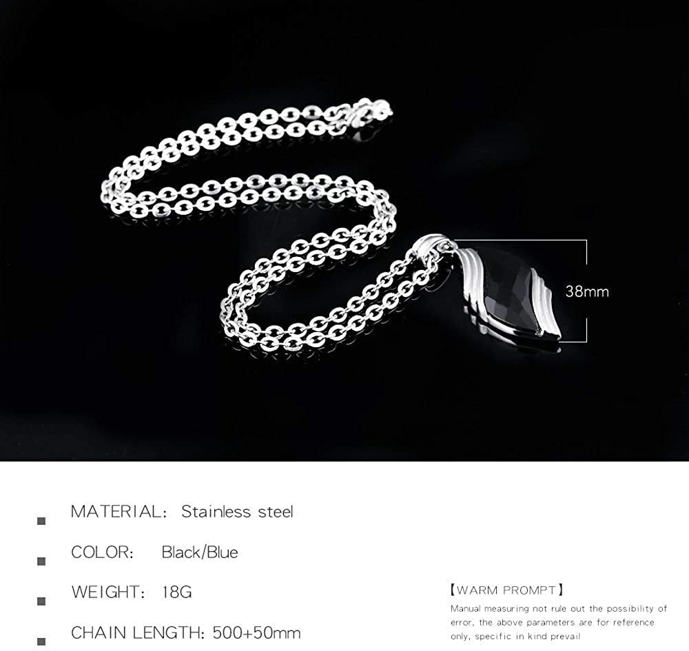 Rockyu ジュエリー チタン製 葉型ネックレス メンズ＆レディース兼用 シンプル青サファイア