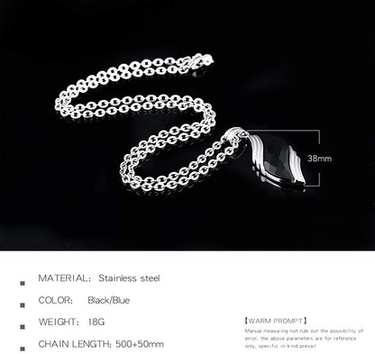 Rockyu ジュエリー チタン製 葉型ネックレス メンズ＆レディース兼用 シンプル青サファイア