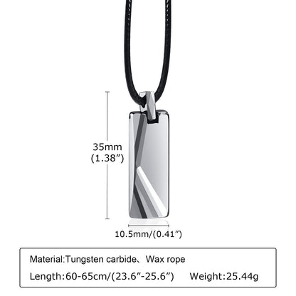 Rockyu タングステン 長方形ペンダント ネックレス メンズ