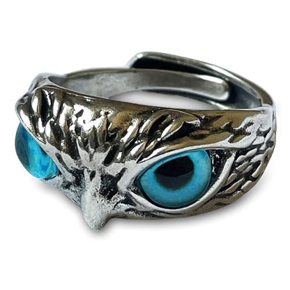 Rockyu イーグルリング メンズ フリーサイズ 藍宝石風 おしゃれ 鷹モチーフ 指輪