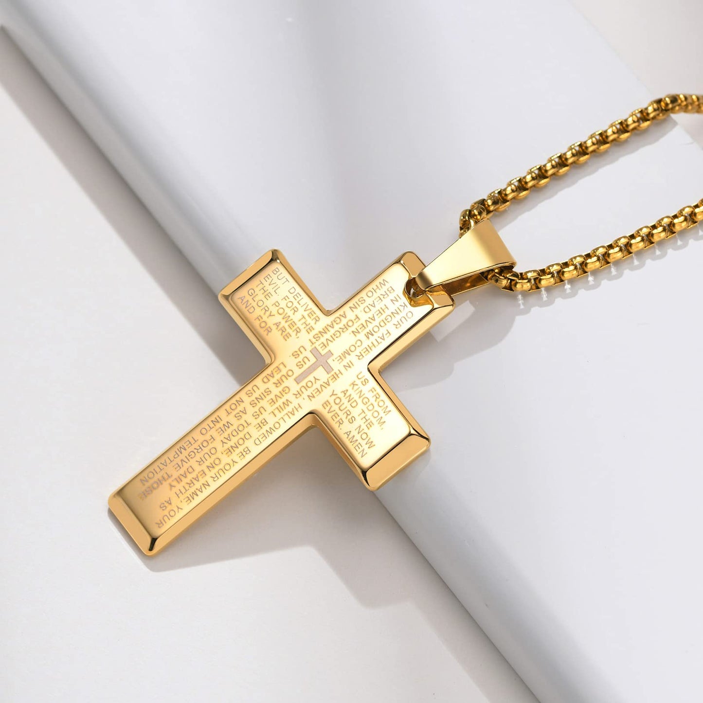 Rockyu クロスネックレス ステンレス メンズ ゴールド ブラック シルバー ペンダント