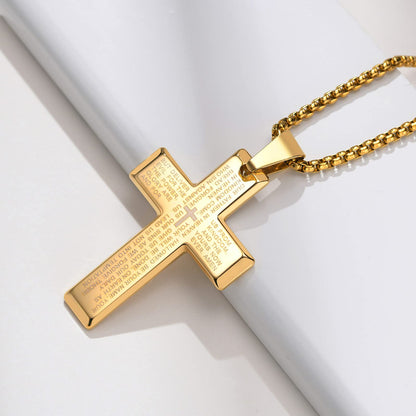 Rockyu クロスネックレス ステンレス メンズ ゴールド ブラック シルバー ペンダント