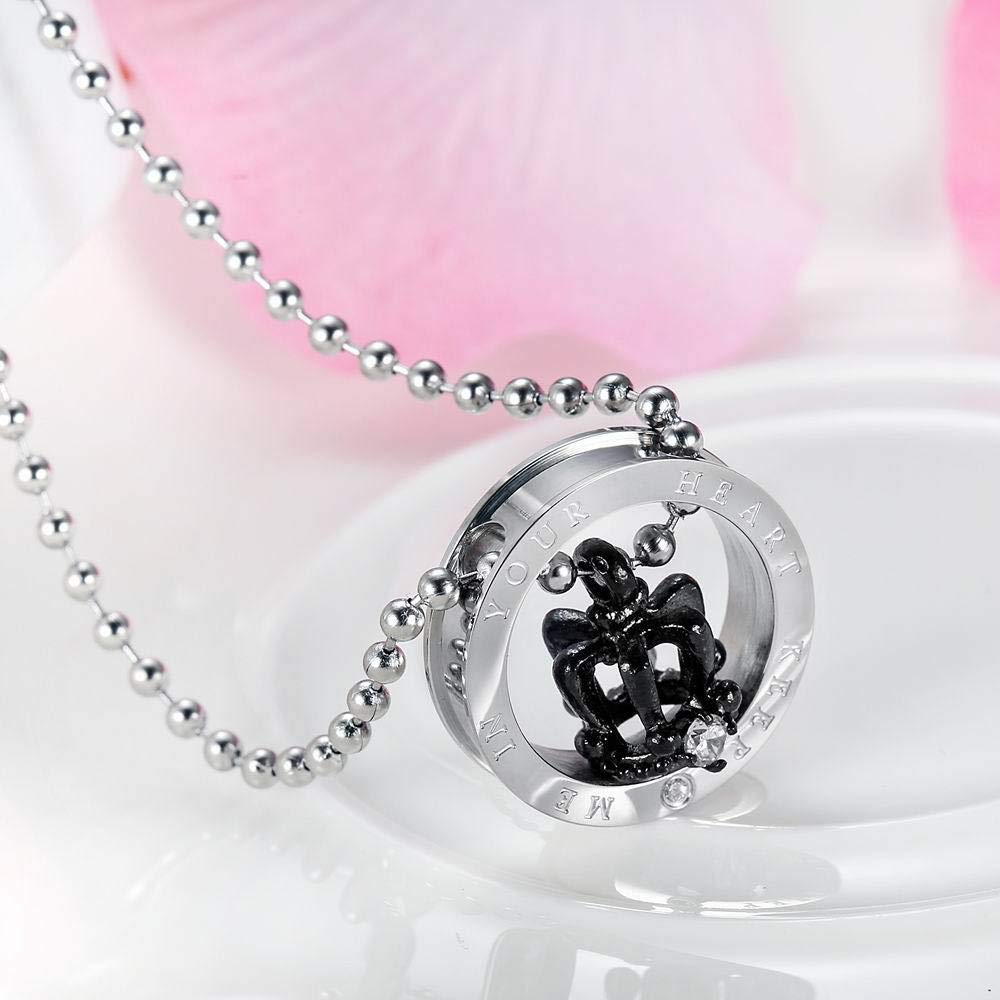 Rockyu クラウンリングペンダントネックレス レディース メンズ