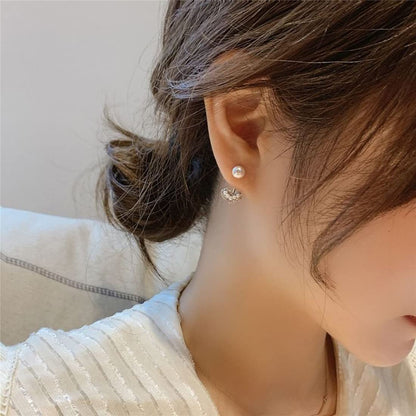 Rockyu ピアス レディース ハート型 ゴールド パール 925純銀製 可愛い両耳スタッド