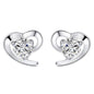 Rockyu ピアス レディース シルバー925 ハートモチーフ 一粒ジルコニア 両耳セット 純銀アクセサリー