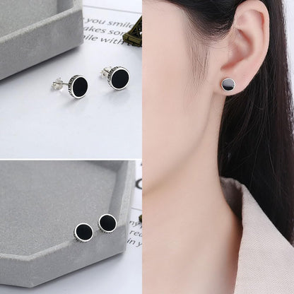 ピアス レディース メンズ シルバー925 丸型 ブラックエナメル スタッドピアス