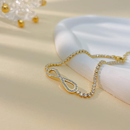 ブレスレット レディース ゴールド 無限大モチーフ CZダイヤ ジルコニアブレスレット