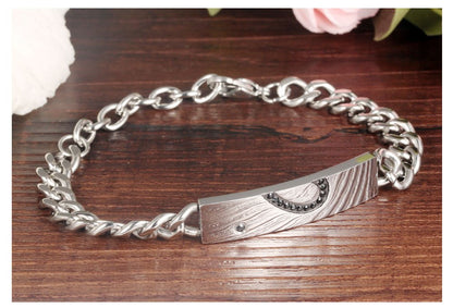 Rockyu ペアブレスレット カップル用 ハートモチーフ ステンレス ピンクゴールド＆ブラック