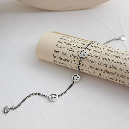 Rockyu スマイルブレスレット レディース – 925シルバー 喜平チェーン×笑顔モチーフ