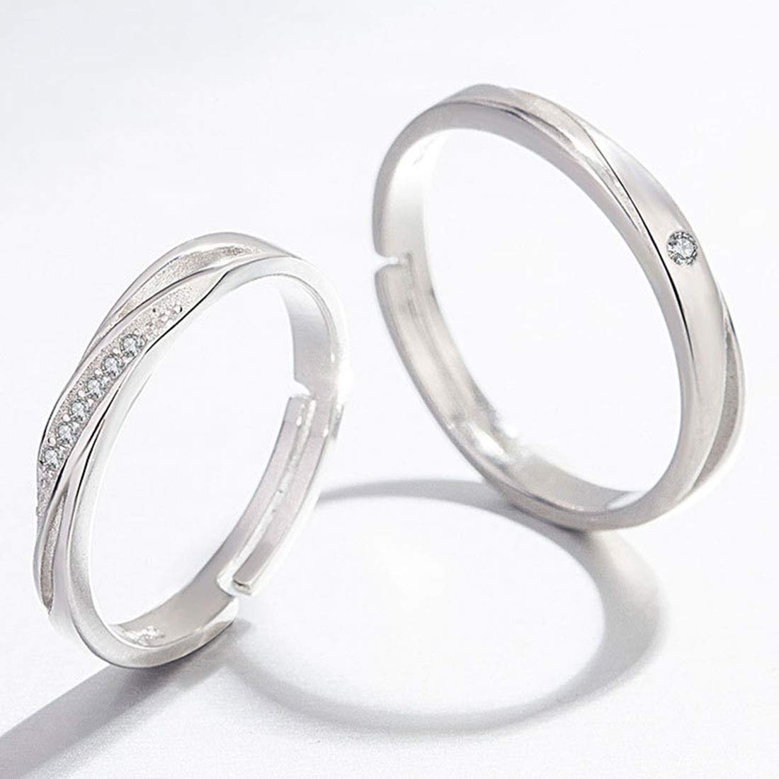 Rockyu 永遠の愛 ジルコニア ペアリング シルバー925 メンズ レディース フリーサイズ