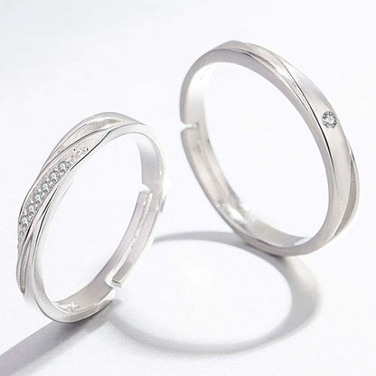 Rockyu 永遠の愛 ジルコニア ペアリング シルバー925 メンズ レディース フリーサイズ