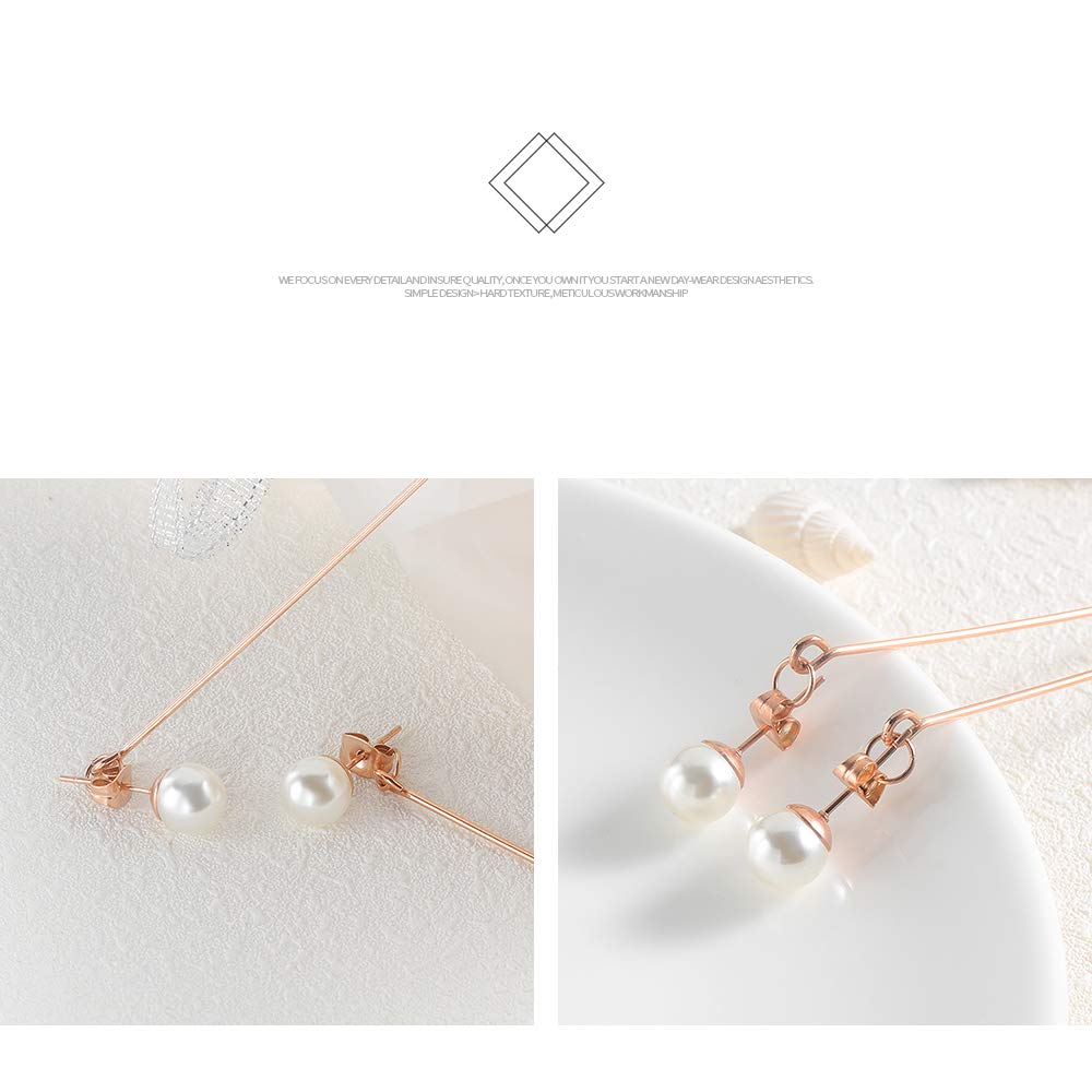 Rockyu パールチェーンピアス ステンレス ゴールド シルバー レディース