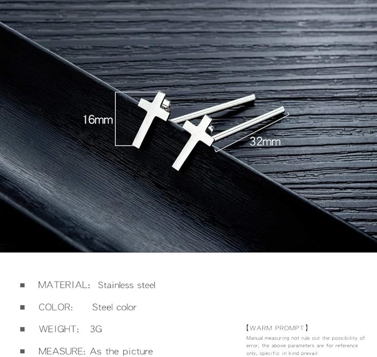Rockyu ピアス メンズ クロス 十字架 バーモチーフ ステンレス シンプル アレルギー対応