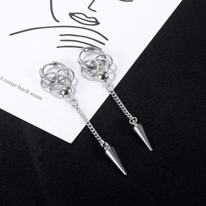 Rockyu チェーンピアス ステンレススチール スパイクフープピアス メンズ レディース兼用