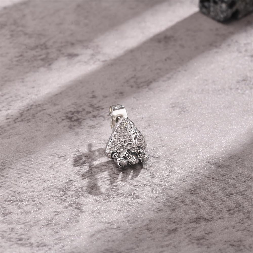 Rockyu メンズピアス 竜の爪モチーフ シルバー ステンレス 金属アレルギー対応 片耳用