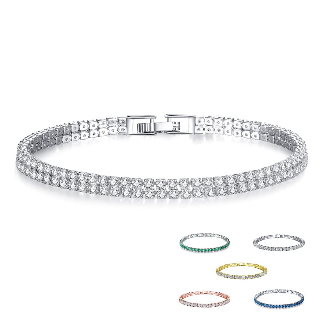 グリーンテニスブレスレット｜繊細にきらめく細身チェーン レディースジュエリー