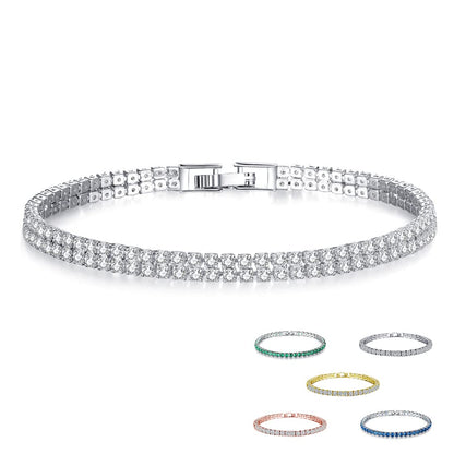 グリーンテニスブレスレット｜繊細にきらめく細身チェーン レディースジュエリー