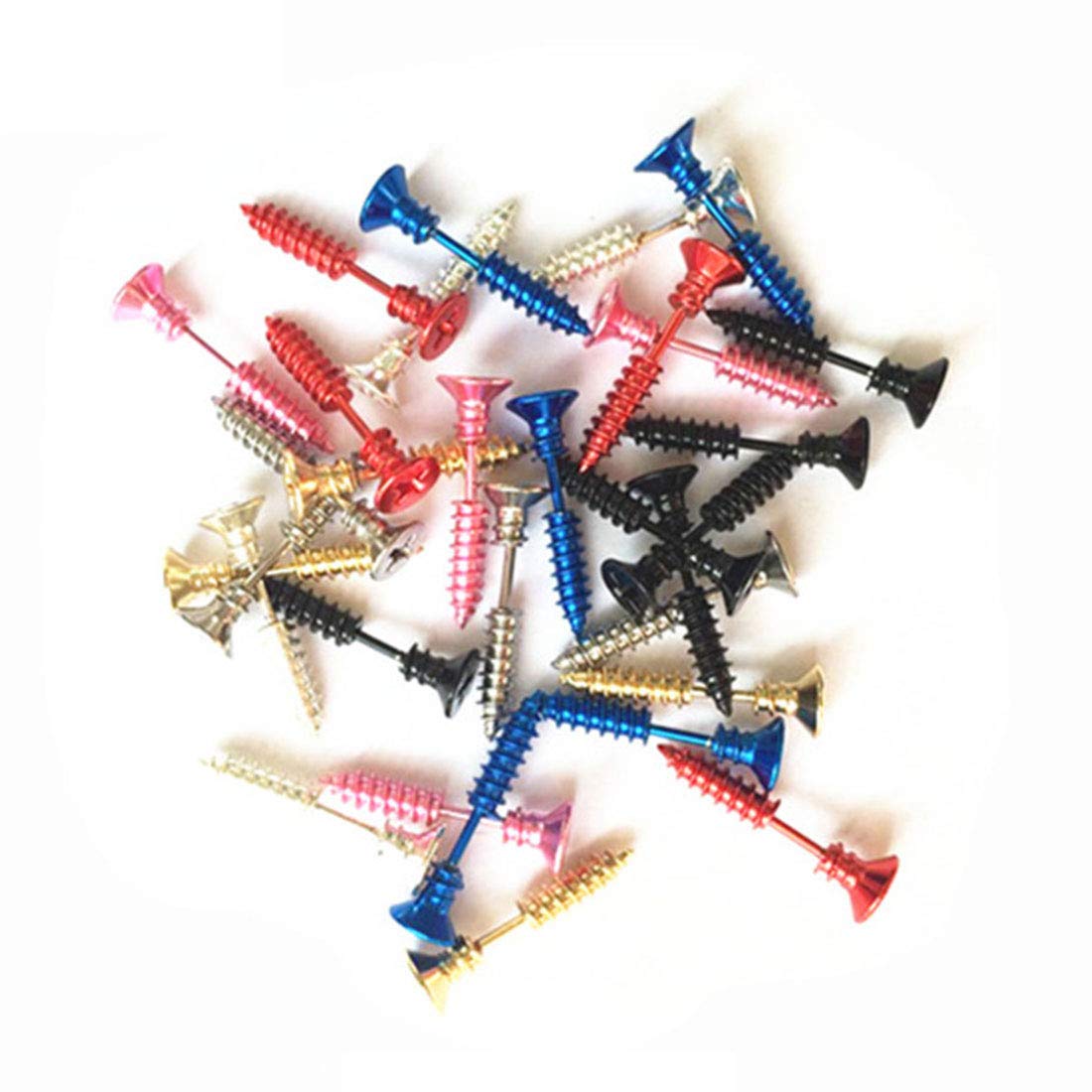 Rockyu ネジ型ピアス メンズ – 両耳用 チタン製 アメリカンスタイル 金属アレルギー対応