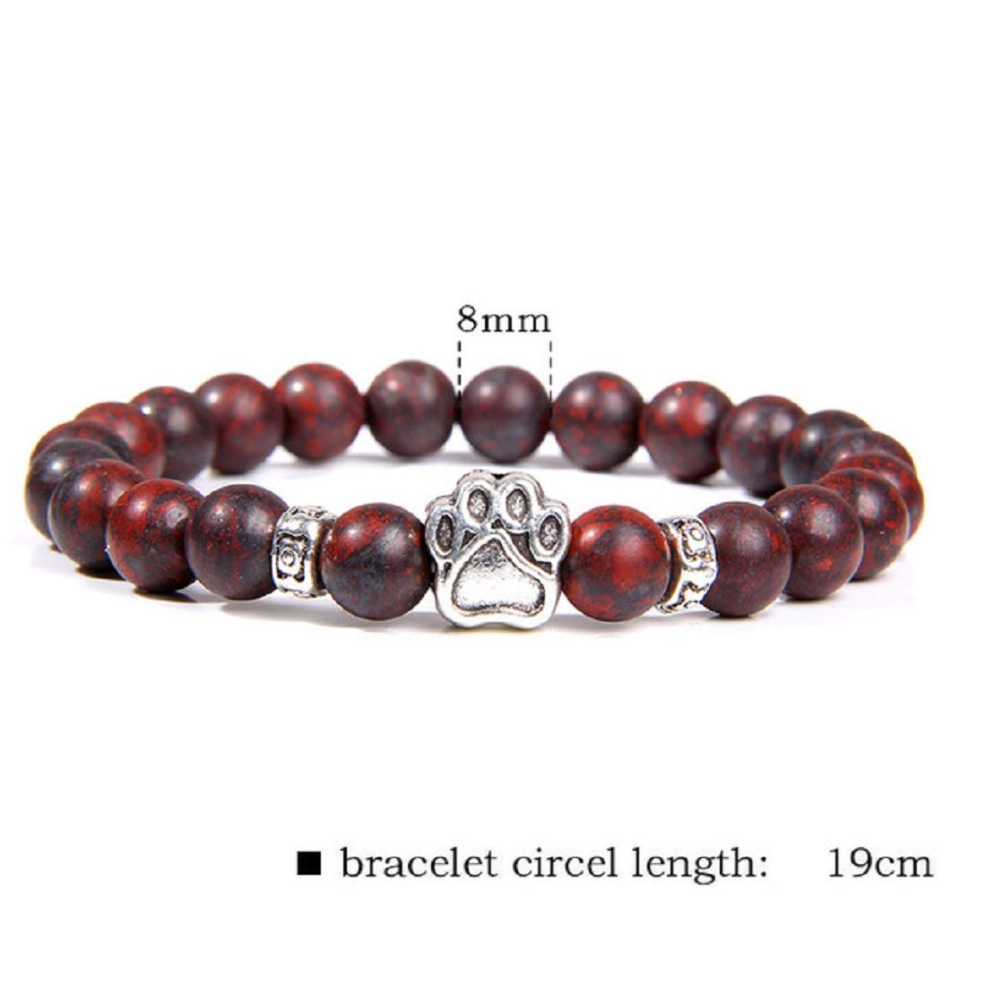 Rockyu ブレスレット メンズ レディース 数珠 ビーズ 天然石 瑪瑙 パワーストーン 犬猫足跡 開運アクセサリー