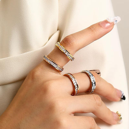 Rockyu エタニティリング レディース チタン ジルコニア ゴールド シルバー 4mm 6mm 8mm おしゃれ プレゼント