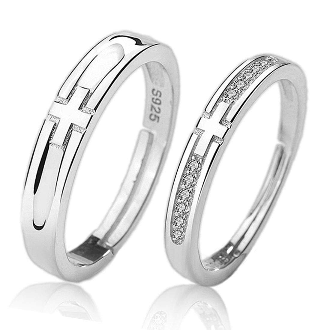 Rockyu ペアリング シルバー925 クロスデザイン メンズ フリーサイズ 結婚・婚約対応