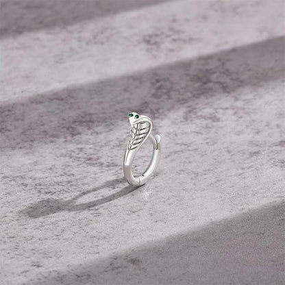 Rockyu ピアス メンズ ステンレス コブラモチーフ フープ シルバー 金属アレルギー対応 片耳用