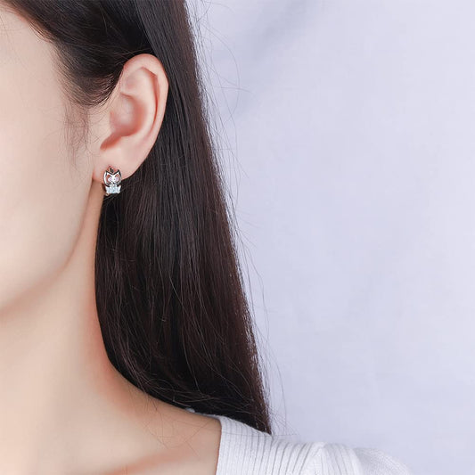 ピアス レディース 梟モチーフ リング型 シルバー ジルコニア