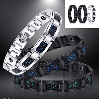 Rockyu ブレスレット メンズ 磁気 ゲルマニウム 静電気除去 ステンレス チェーン風デザイン