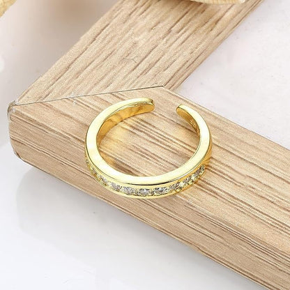 Rockyu トゥーリング レディース つけっぱなし 調整可能 3点セット 18金コーティング CZダイヤ 花 フラワーデザイン サマーアクセサリー