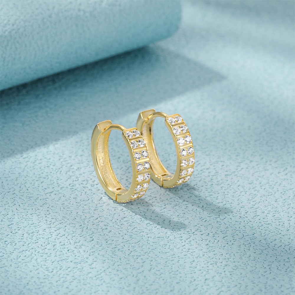 [Rockyu] ピアス レディース 18金 ブランド ゴールド シルバー925 ジルコニア リングピアス つけっぱなし 純銀製 金属アレルギー対応 フープピアス 小さめ 18k 両耳用 母の日 誕生日 プレゼント アクセサリー