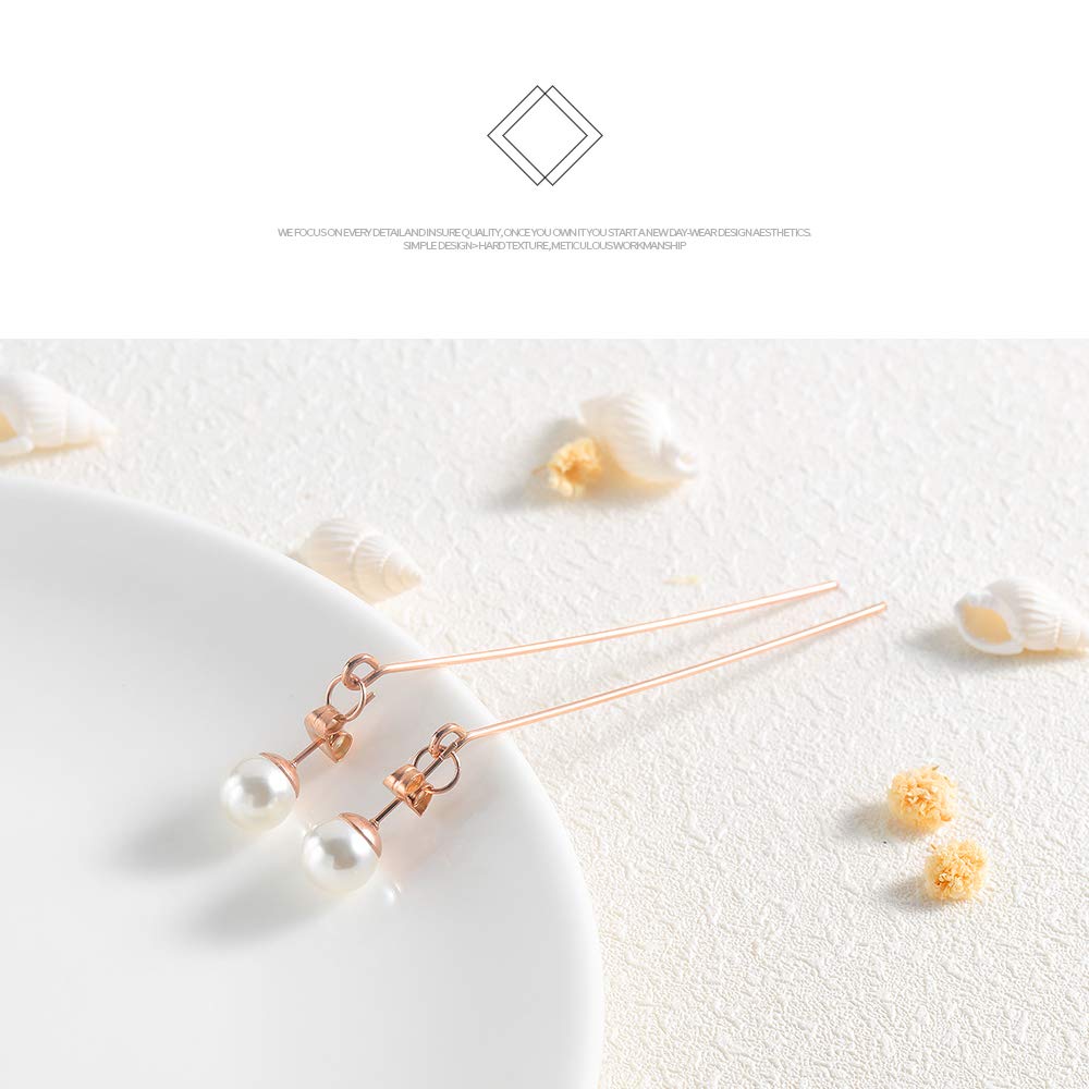 Rockyu パールチェーンピアス ステンレス ゴールド シルバー レディース