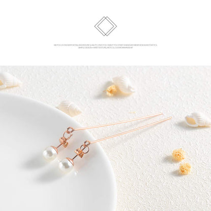 Rockyu パールチェーンピアス ステンレス ゴールド シルバー レディース