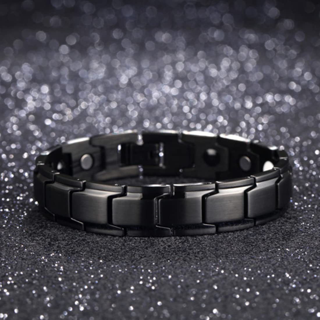 Rockyu ブレスレット メンズ 磁気 ブラック シルバー ゴールド ステンレス アクセサリー