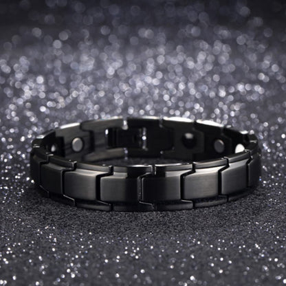 Rockyu ブレスレット メンズ 磁気 ブラック シルバー ゴールド ステンレス アクセサリー