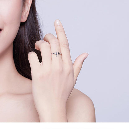 Rockyu シルバー925 レディースリング 平行線デザイン フリーサイズ 純銀 ファッションリング