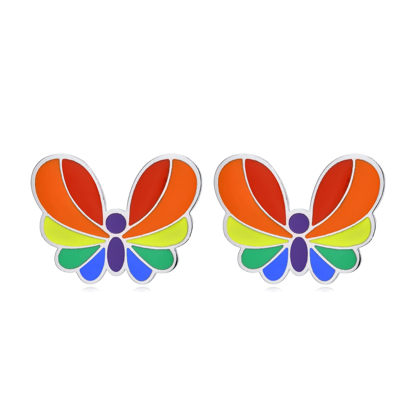 Rockyu ピアス レディース バタフライ カラフル 蝶々 ステンレス鋼 アレルギー対応 セカンドピアス