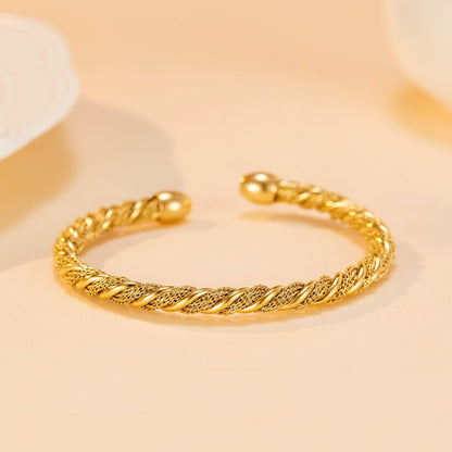 バングル レディース ゴールド ツイストデザイン ステンレス C型